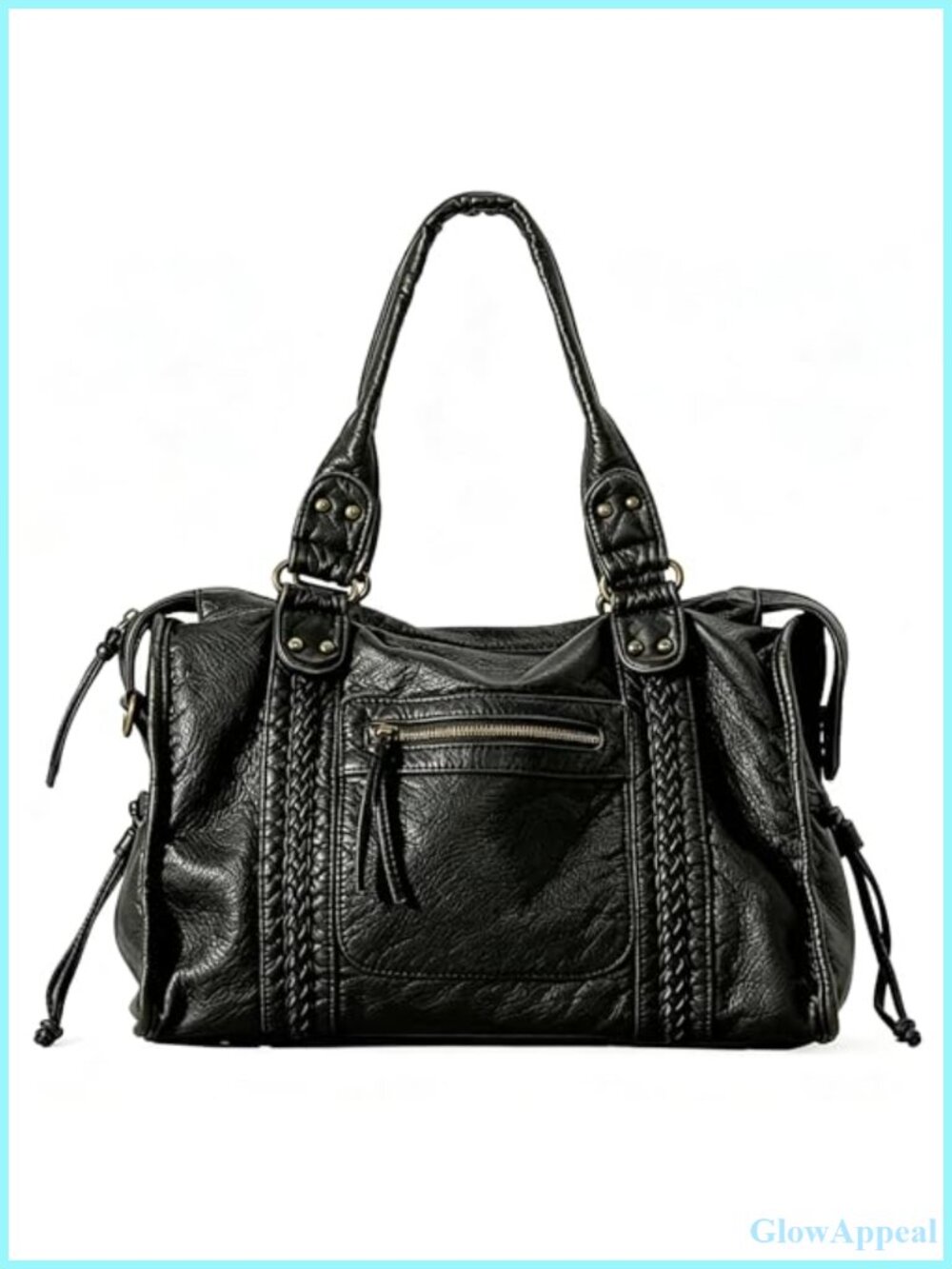 PU Leather Hobo Crossbody Bag Studded Vintage Y2K Slouchy Large Shoulder Purse